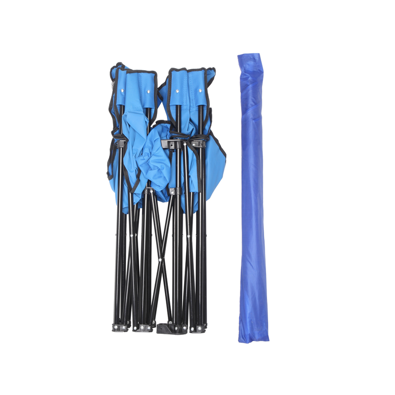 Portable Outdoor 2-Seat Folding Chair with Removable Sun Umbrella Blue