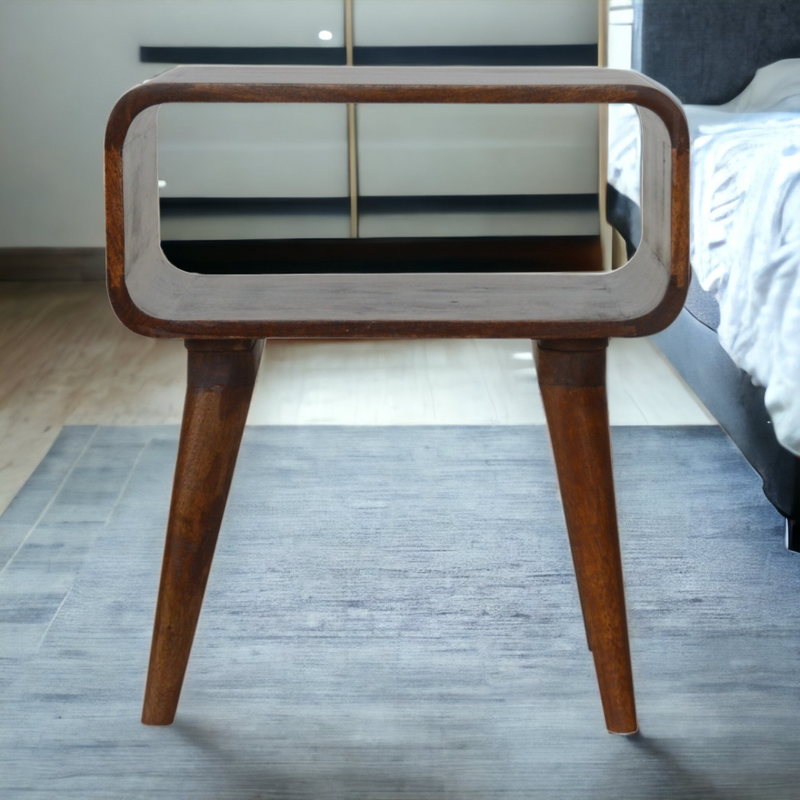 Artisan Furniture Solid Wood Curved Open Chestnut Bedside