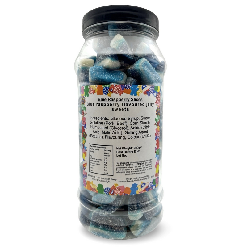 Fizzy Blue Raspberry Slices Fizzies Retro Sweets Gift Jar - 700g