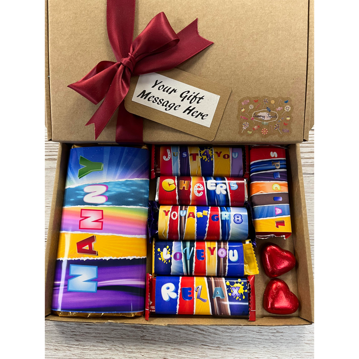 Mothers Day Gift Box With Fun Chocolate Bar Wrappers - Nanny