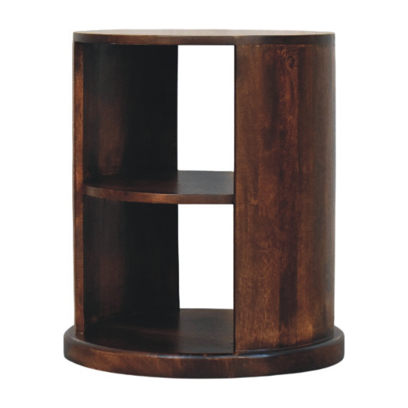 Artisan Furniture Solid Wood Ventura Side Table, 2 Open Slots, Dark Brown