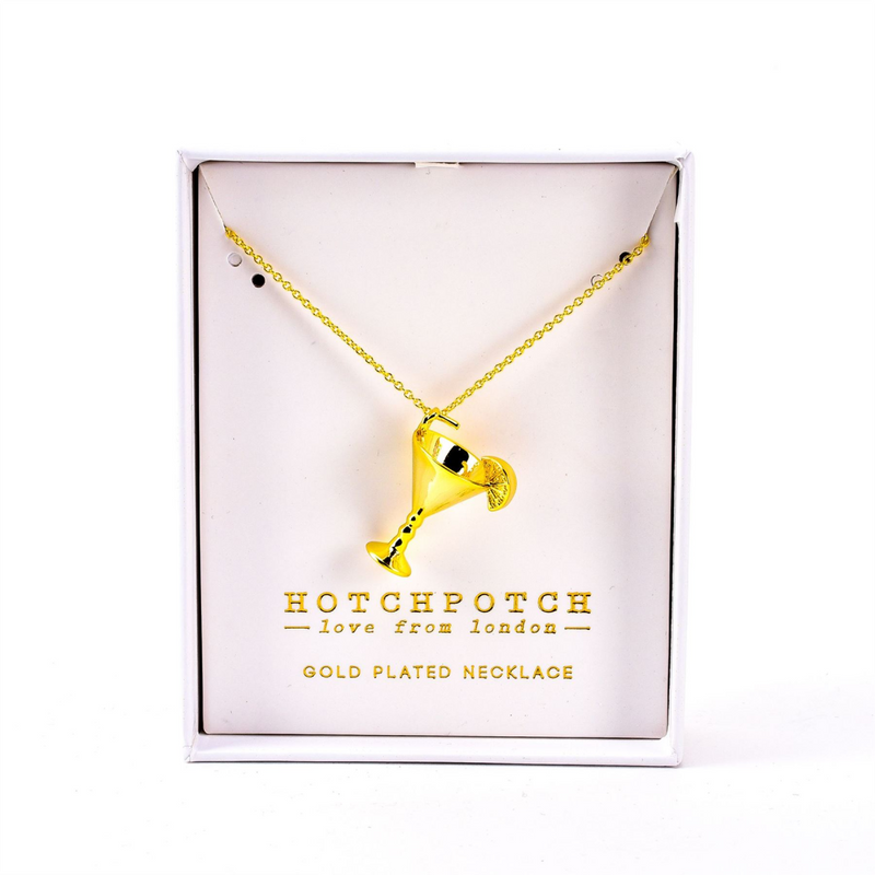 Gold Plated 3D Cocktail Glass Necklace