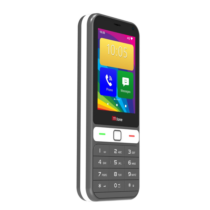 TTfone TT280 – 4G Android Mobile Phone with Google Play Store, O2 Pay As You Go SIM, and mains charger included.