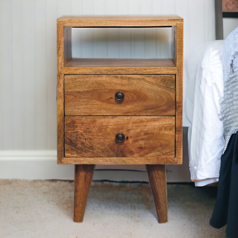 Artisan Furniture Solid Wood Mini Oak-ish Classic Open Bedside