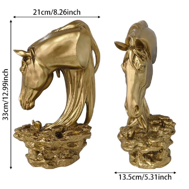 Horse Head Statue Animal Bust Sculpture Modern Tabletop Ornament for Office Home Decoration