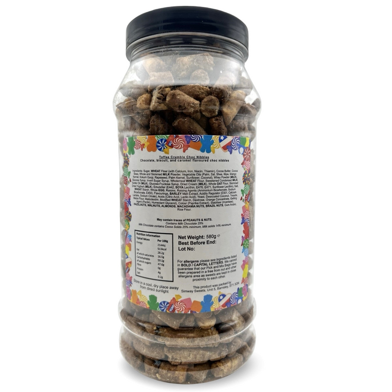 Toffee Crumble Flavour Choc Nibbles Retro Sweets Gift Jar - 580g