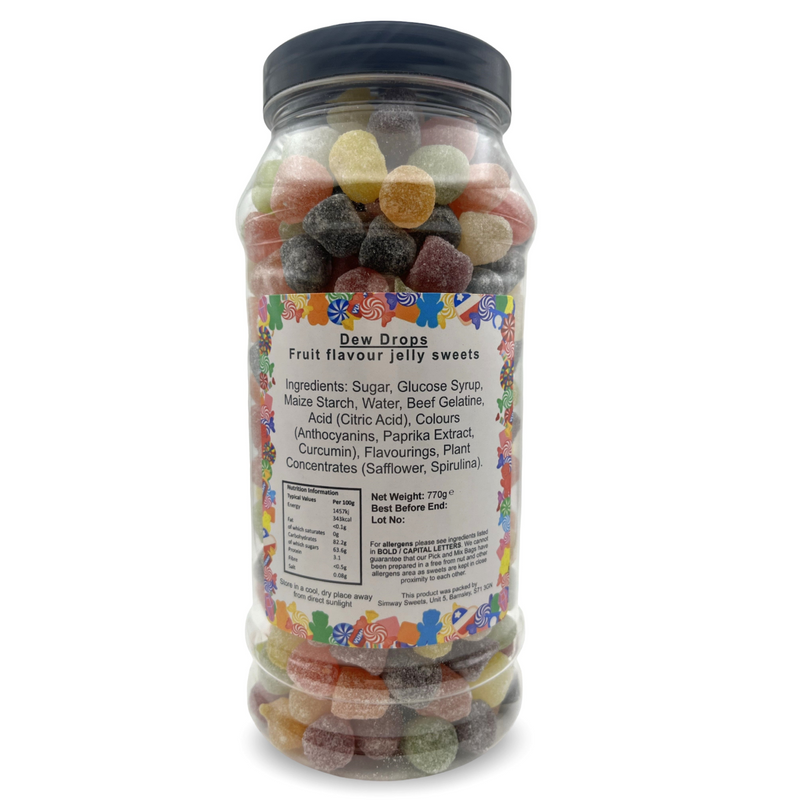 Dew Drops Fruit Flavour Gummy Retro Sweets Gift Jar - 770g