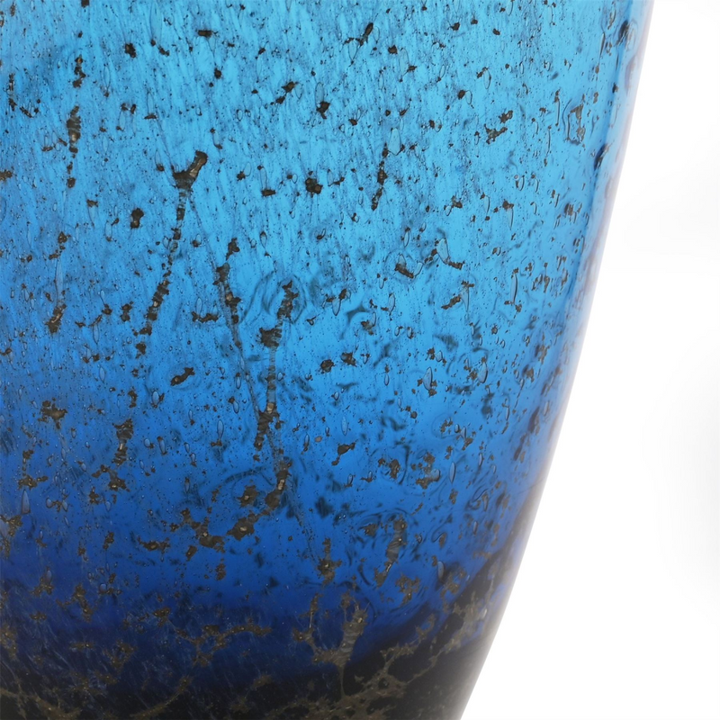 Objets d''Art Blue & Brown Tall Glass Vase 41cm