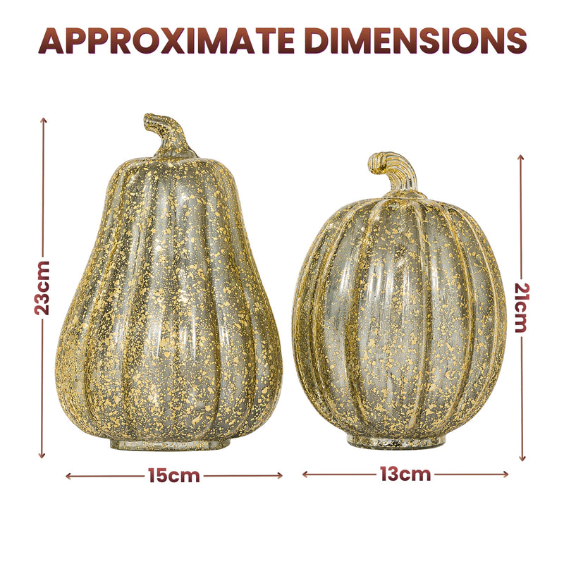 Gold LED Light Up Pumpkin & Squash Autumn Decoration Set