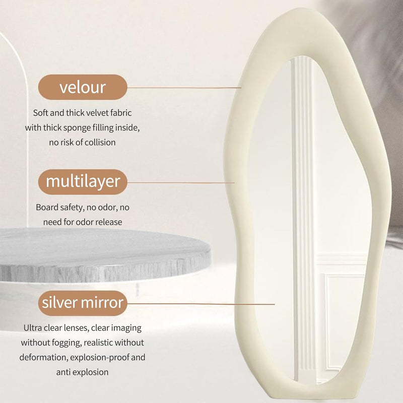 Wavy Full Length Mirror 168x68cm Floor Standing Arched Asymmetrical CEIEVER