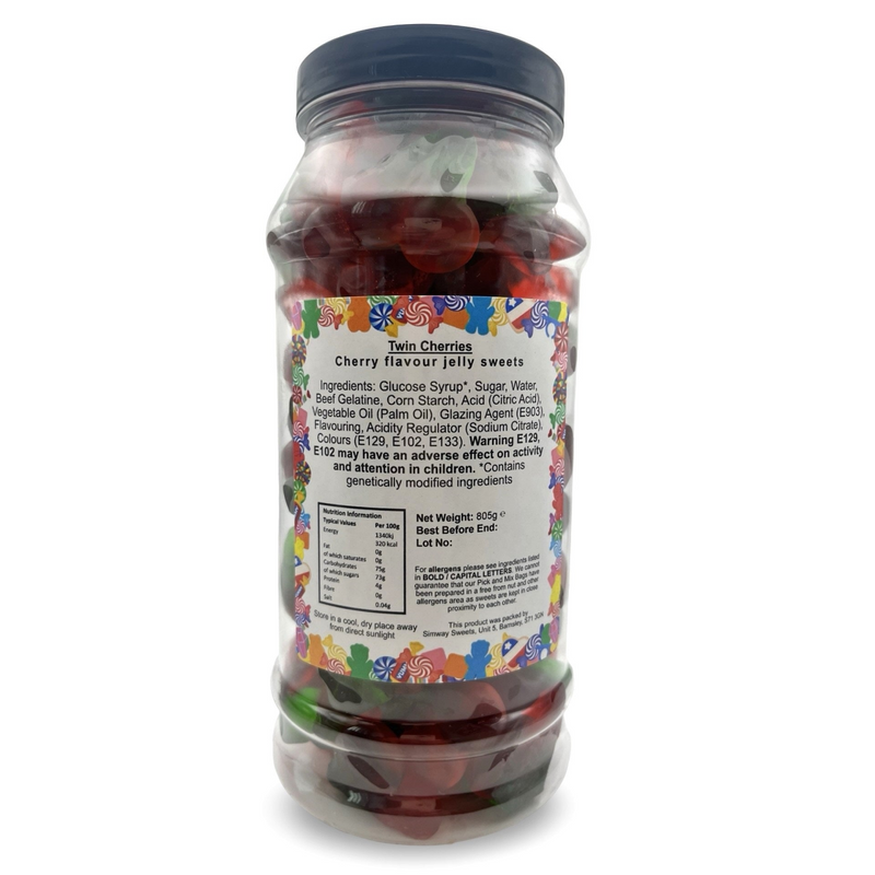 Twin Cherries Jelly Gummy Retro Sweets Gift Jar - 805g