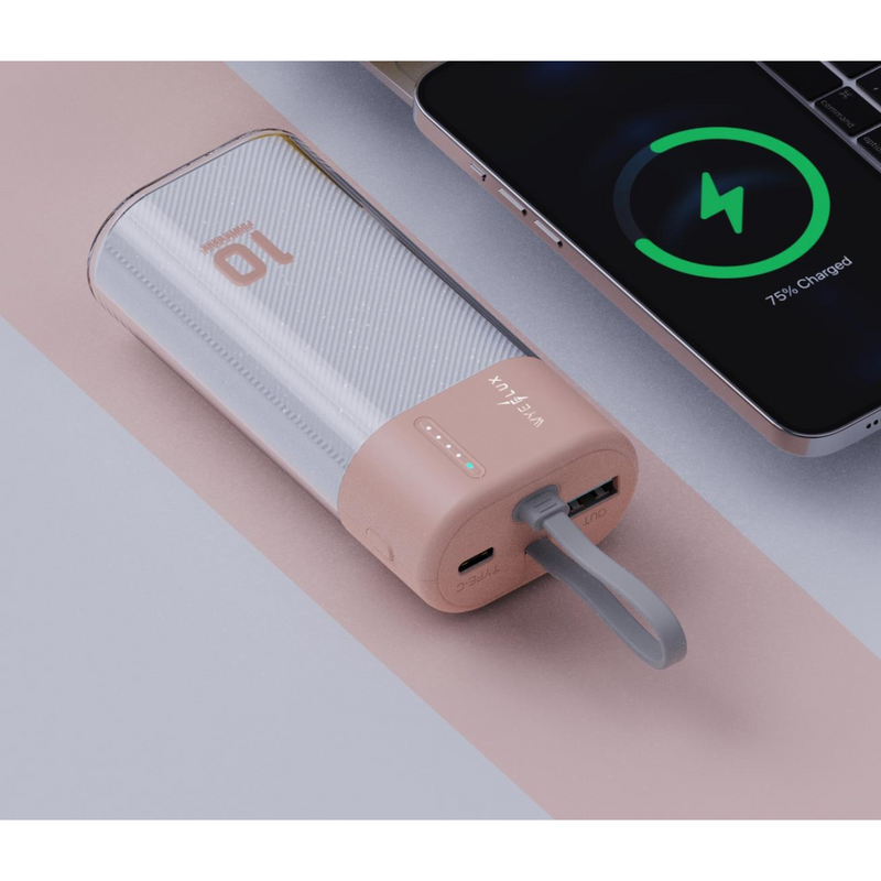 WYEFLUX 10000 mAh Mini Portable Power Bank - Rose Gold