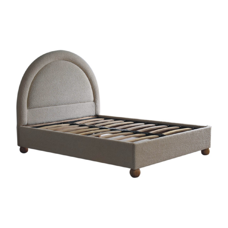 Artisan Furniture Solid Wood Cream Boucle Double Bed