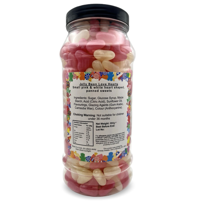 Jelly Bean Hearts Gummy Retro Sweets Gift Jar - 880g