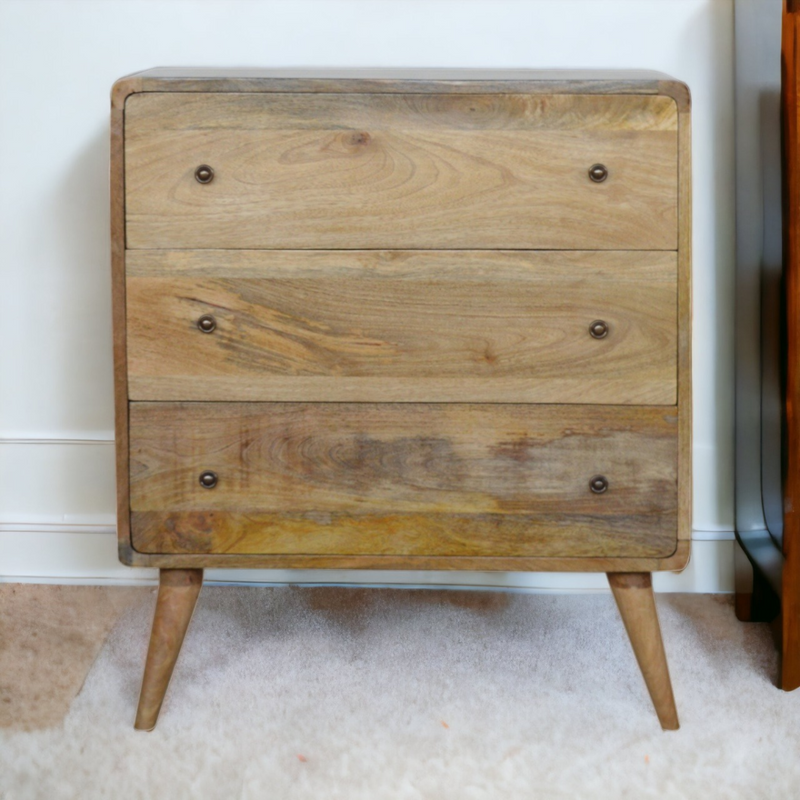 Artisan Furniture Solid Wood Curved Oak-ish Chest