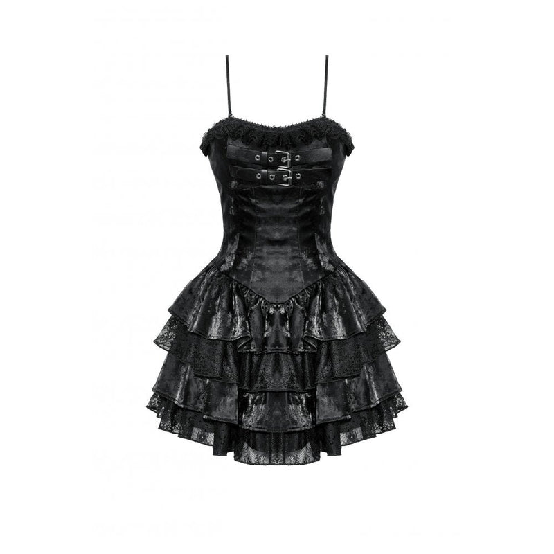 Dark in Love Harriet Punk Shiny PU Leather Layered Dress