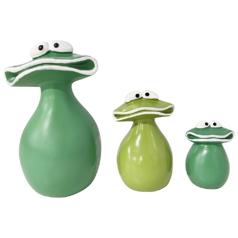 3 PCS New Big Mouth Frog Garden Decoration Waterproof Resin Family Garden Statue
