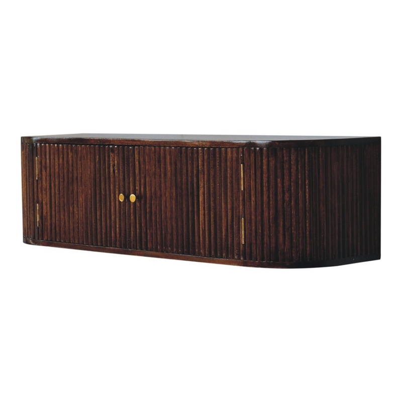 Artisan Furniture Solid Wood Chunky Chestnut Wall Mounted Console, Brown, 2 Doors