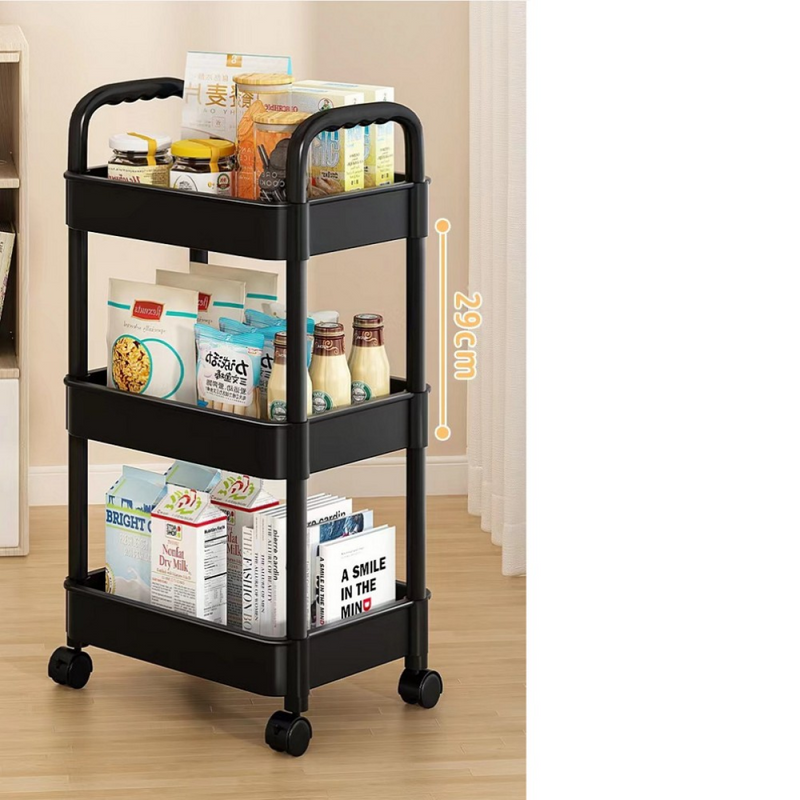 3 Tier Storage Trolley Cart on Wheels Kitchen Bathroom Laundry Rolling Rack