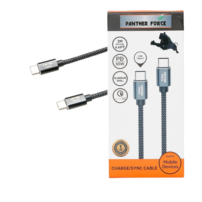 Panther Force 65W USB-C Cable 2M Fast Charging & Data Transfer