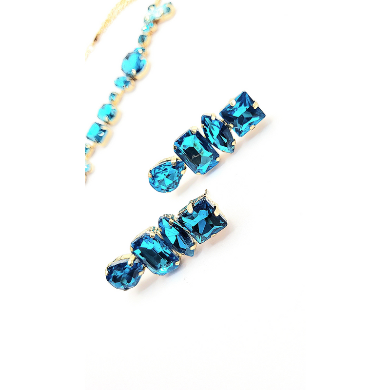 Blue Crush Crystal Necklace & Earring Set