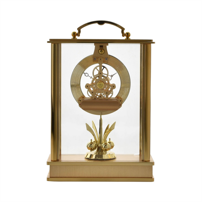 Wm.Widdop Lantern Mantel Clock Skeleton/Rotating Pendulum