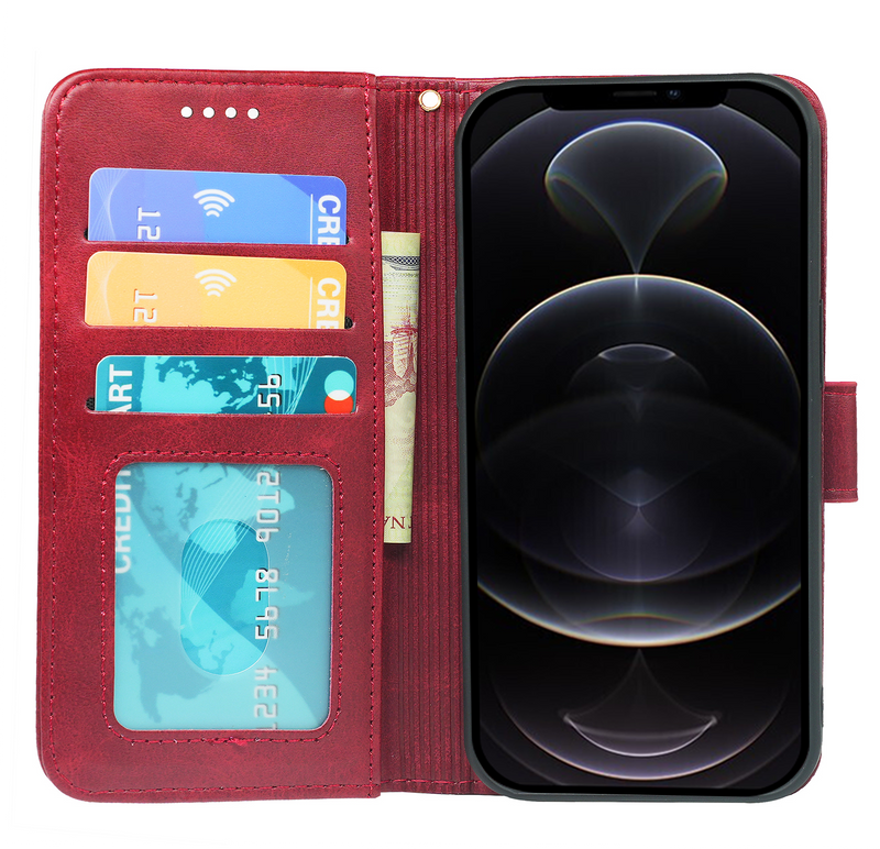 iPhone 12 Series Book Flip Leather Wallet Case with Card Holder