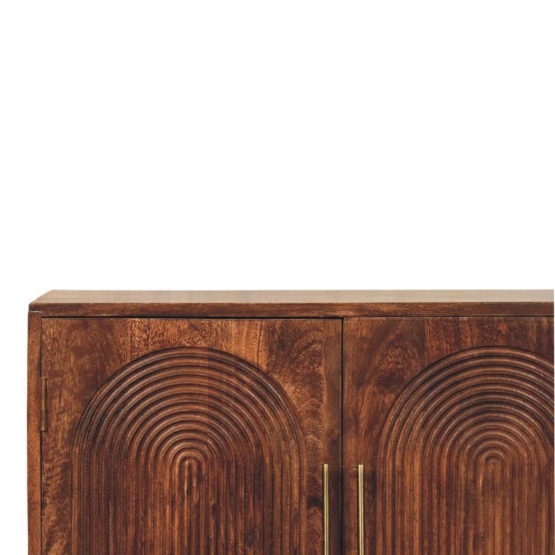 Artisan Furniture Solid Wood Arco Groove Sideboard, 2 Doors, 2 Shelves, Brown