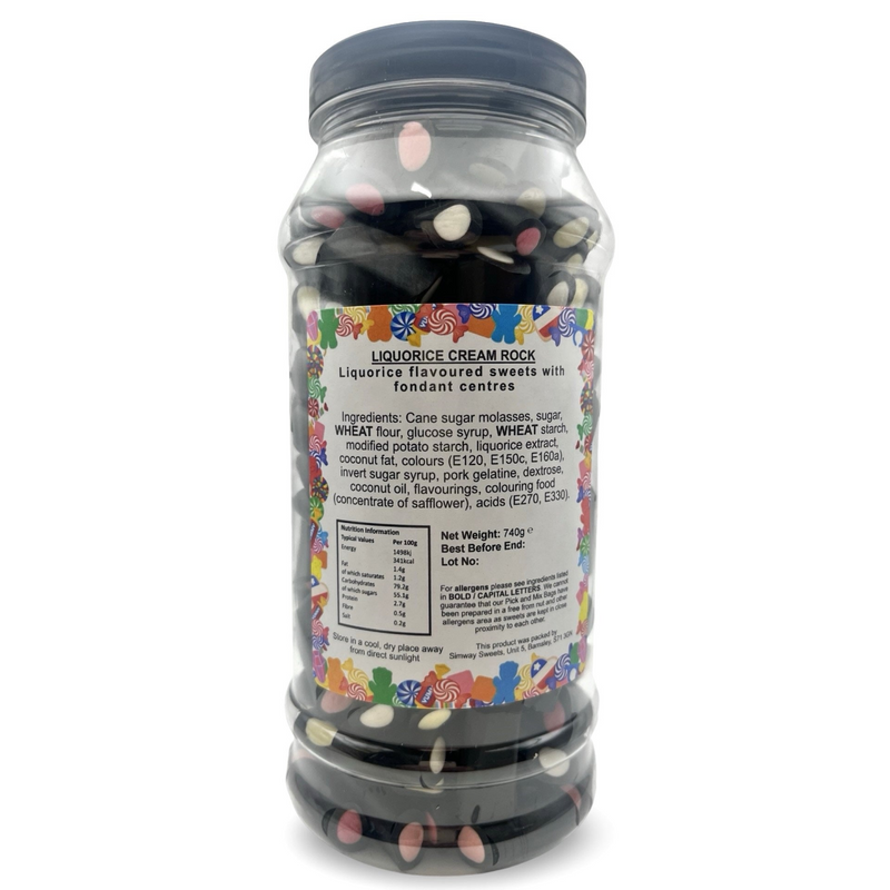 Liquorice Cream Rock Sweets Gift Jar - 740g