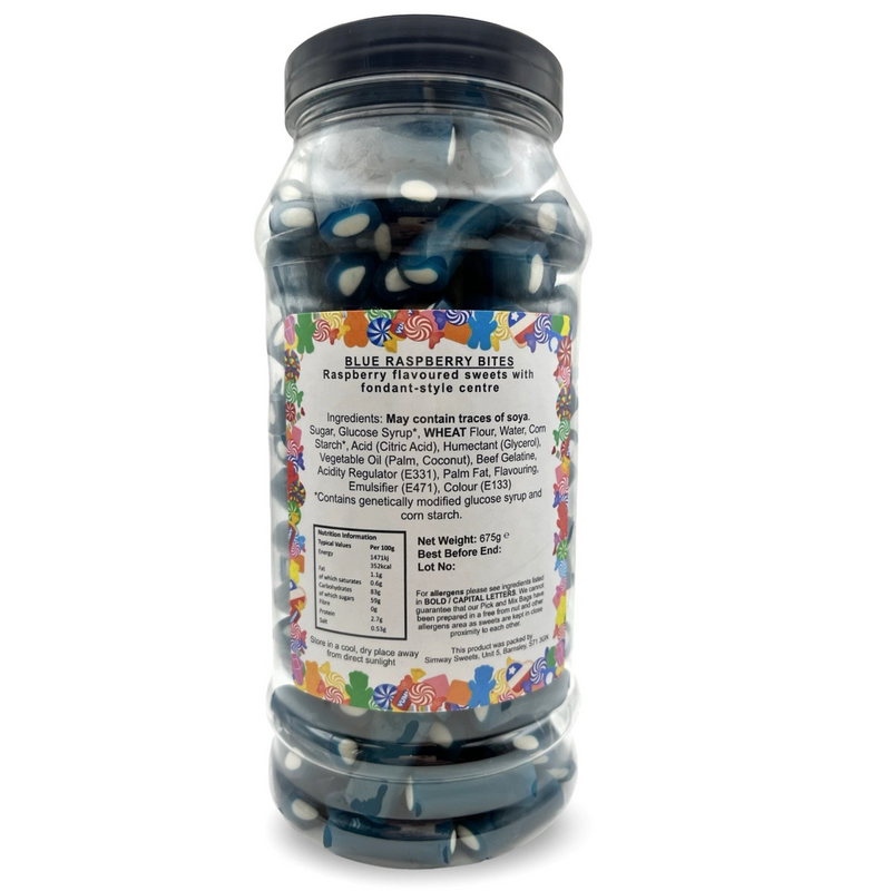 Blue Raspberry Pencil Bites Retro Gummy Sweets Gift Jar - 675g