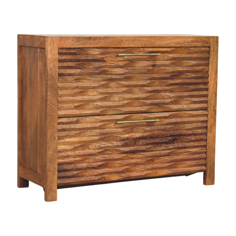 Artisan Furniture Solid Wood Amber Wavefront Cabinet, 2 Drawers, Brown