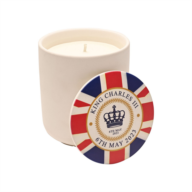 King Charles III Ceramic Candle 300ml Made In UK - Union Jack