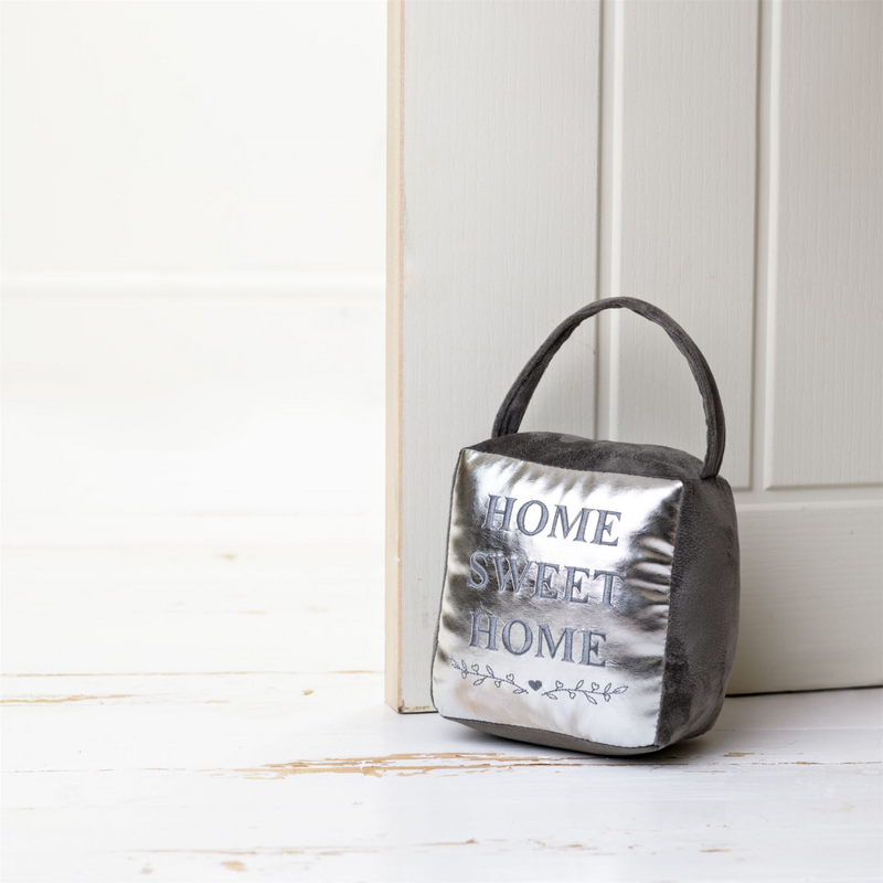 Cube 'Home Sweet Home' Silver Door Stop
