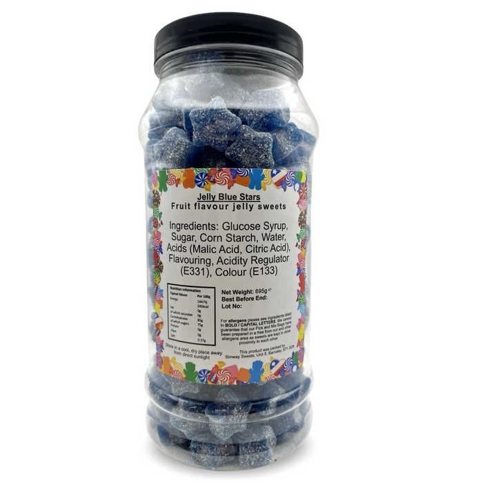 Fizzy Blue Stars Fizzies Retro Sweets Gift Jar Blue Sweets - 695g