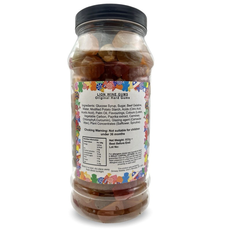 Traditional Lion Wine Gums Retro Sweets Gift Jar - 800g