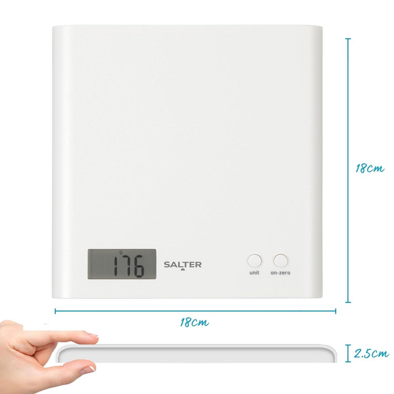 Salter Arc Scale White Electronic Kitchen Food Scale 3Kg