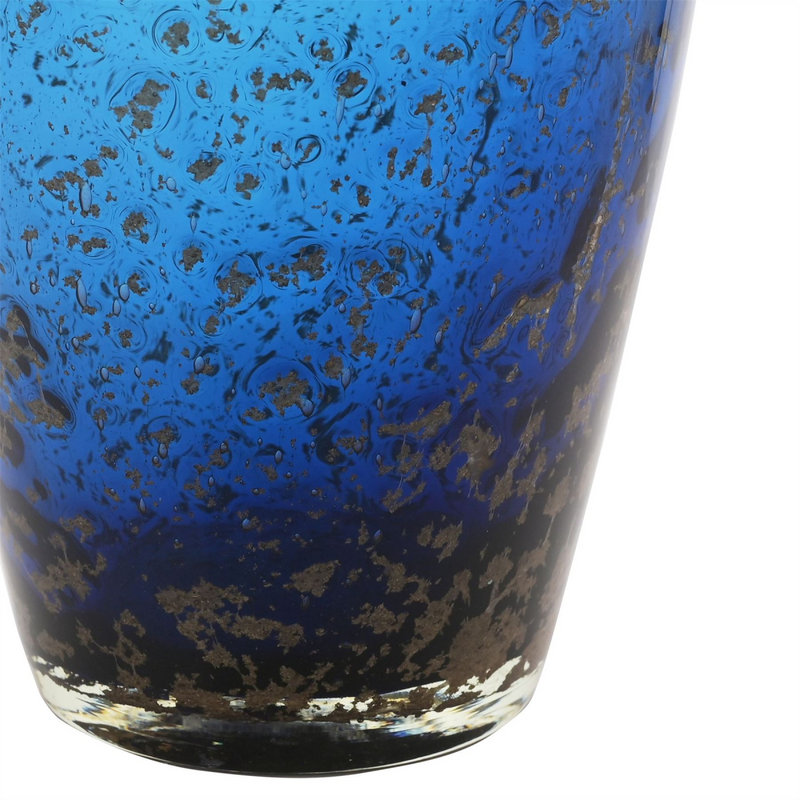 Objets d''Art Blue & Brown Tall Glass Vase 37cm