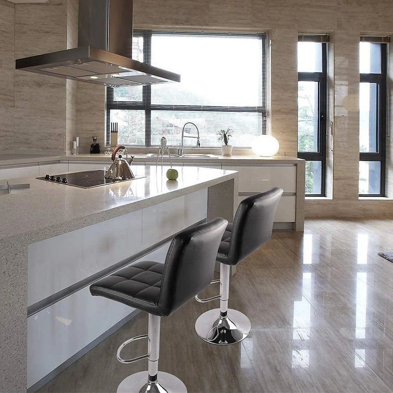 Bigzzia Bar Stools PU Leather Swivel Bar Chairs with Backrest for Breakfast Bar Counter Kitchen Home High Foot Stool 2pcs