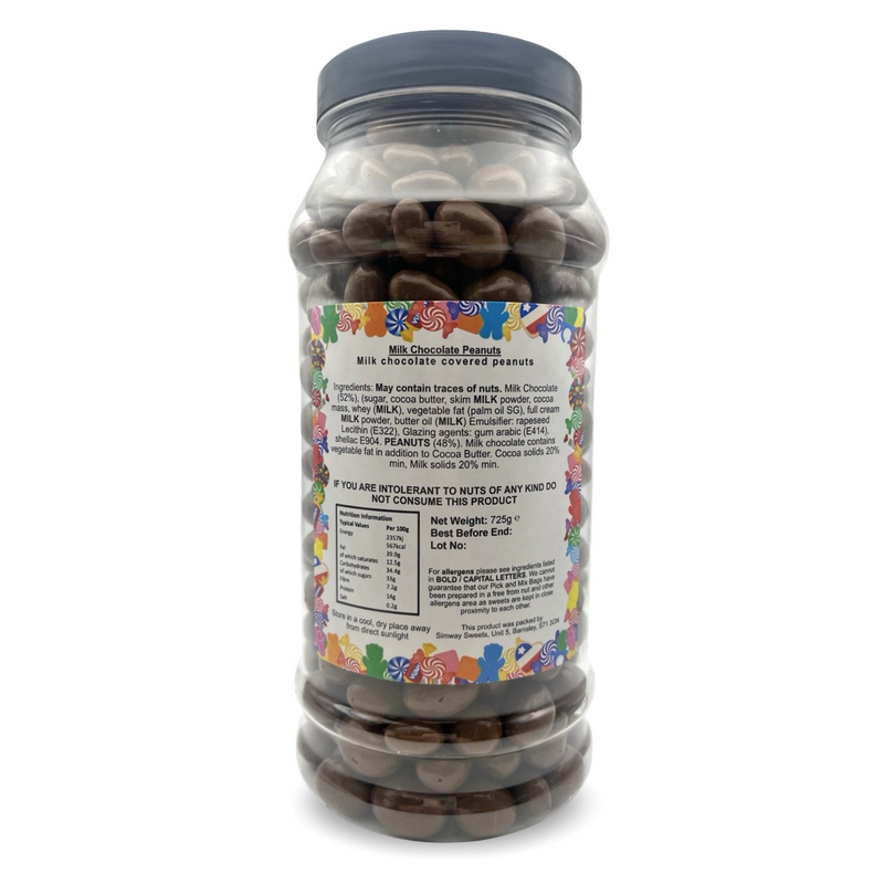 Milk Chocolate Peanuts Choc Peanuts Retro Sweets Gift Jar - 725g