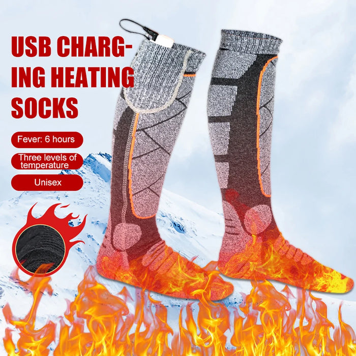 3.7V Electric Thermal Heated Socks 3 Modes Adjustable Rechargeable Foot Warm Socks Elastic Winter Sport Cycling Skiing Stocking
