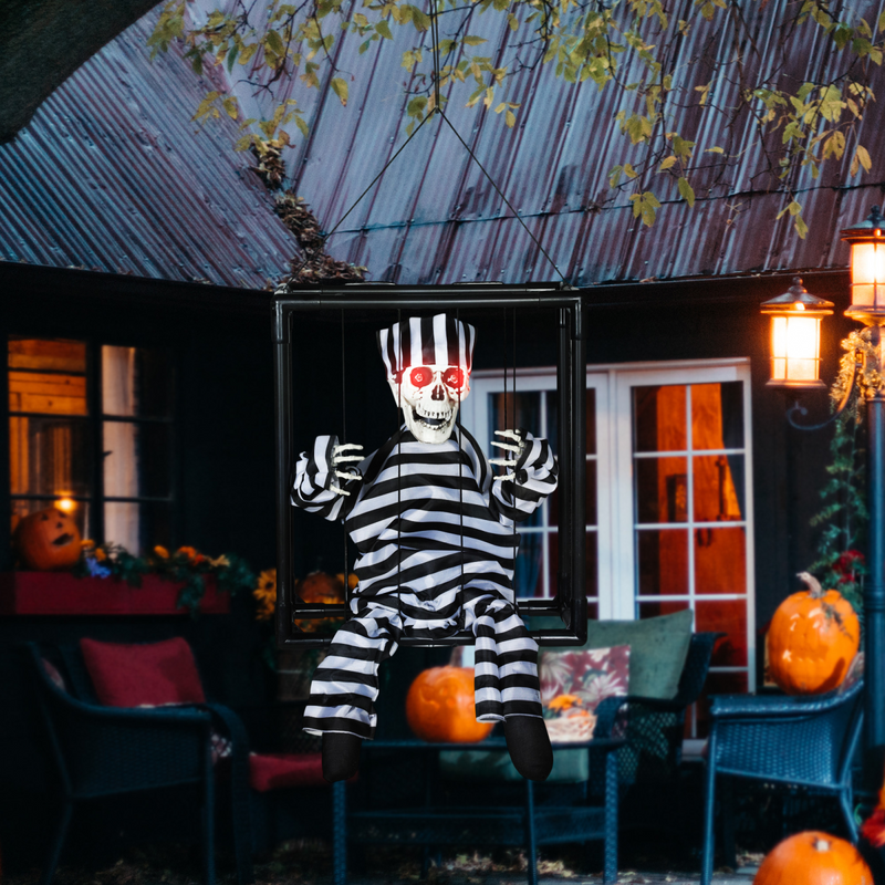 Outsunny Voice Activated Animatronics Hinging Skeleton Halloween Decoration