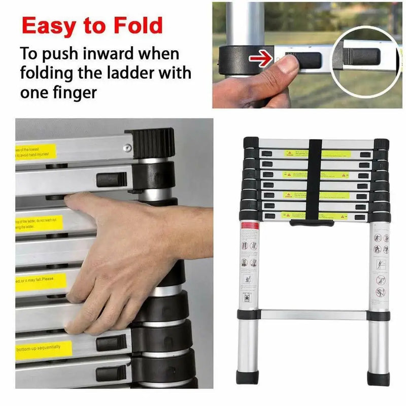 DayPlus Telescopic Aluminium 2.6M-5M Folding Step Ladder,Multi-purpose,Non-slip,Extendible,Rungs,Lightweight,150kg Load Capacity