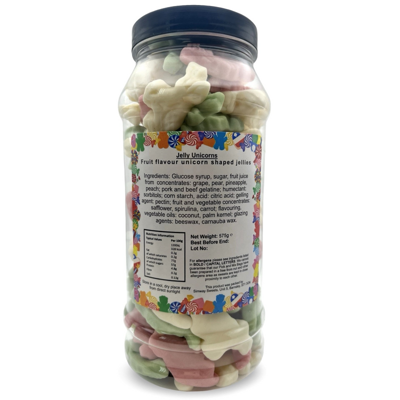 Jelly Unicorns Gummy Retro Sweets Gift Jar - 575g