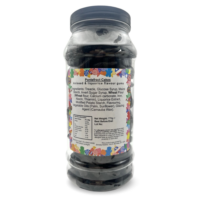 Pontefract Cakes Liquorice Tablets Aniseed Sweets Gift Jar - 770g