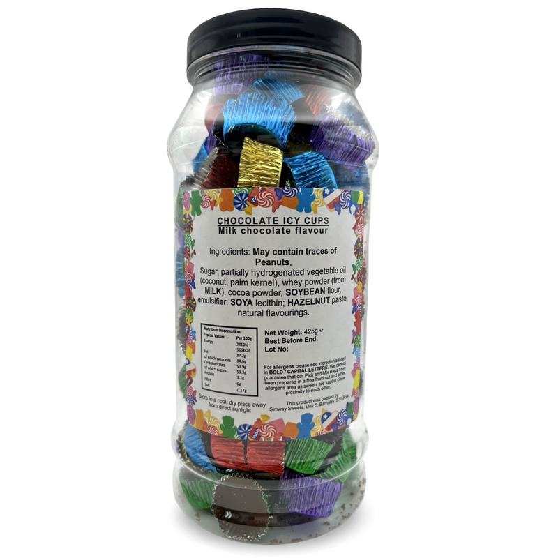 Milk Chocolate Icy Cups Retro Sweets Gift Jar - 425g