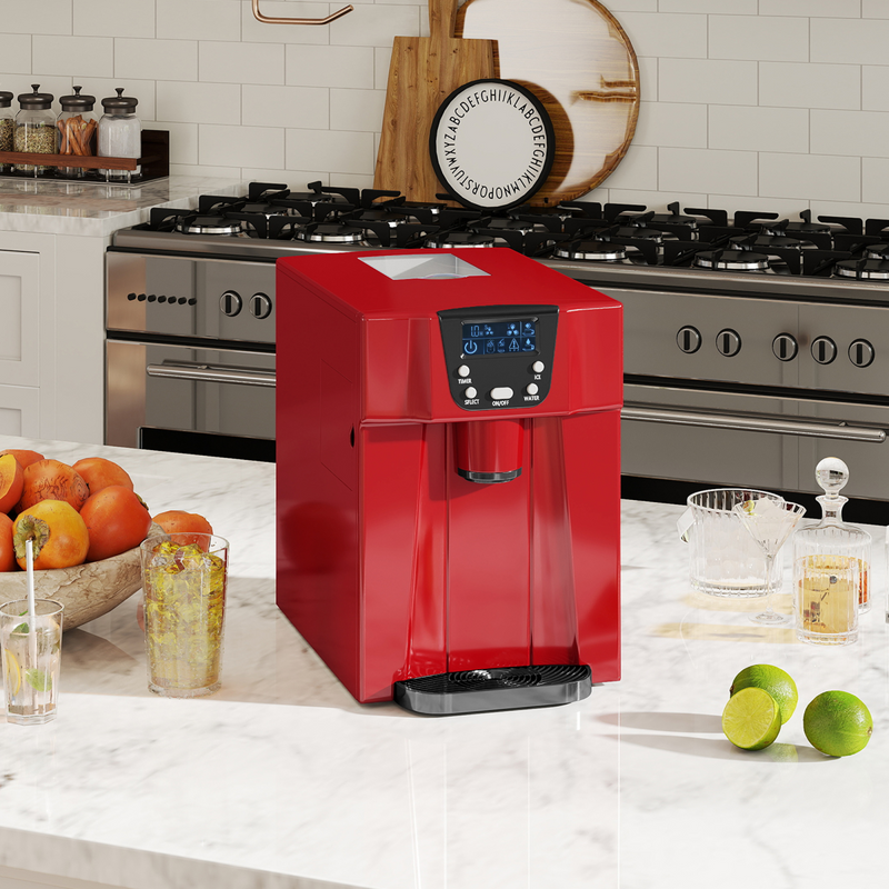 HOMCOM Ice Maker Machine and Water Dispenser 9 Ice Cubes Ready in 6-10 Mins