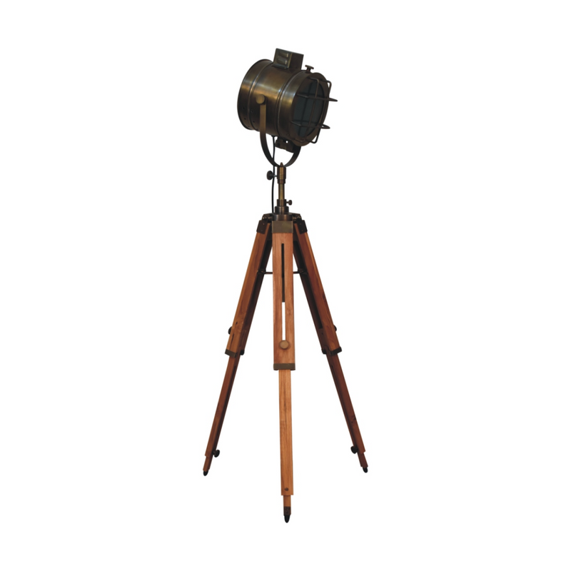 Artisan Furniture Home Decor Accessories - Caged Brass Spotlight Floor Lamp