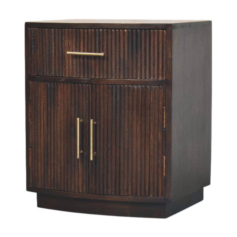 Artisan Furniture Solid Wood Milan Bedside, 1 Drawer & 2 Doors, Dark Brown