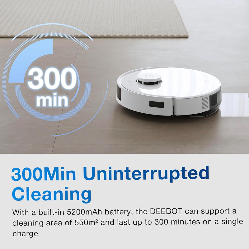 ECOVACS DEEBOT N20 Robot Vacuum with Mop, 8000Pa, 300 Min Runtime, Anti-Tangle