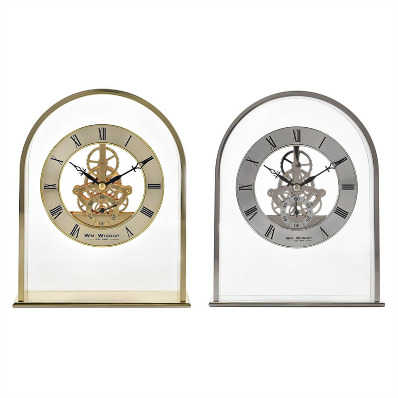 Wm.Widdop Silver Arch Mantel Clock Skeleton Dial Roman